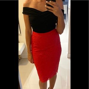 BRAND NEW BCBG lace pencil skirt red Size S